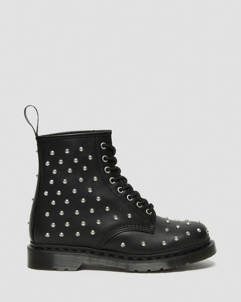 Dr Martens 1460 Stud Wanama Lær Snørestøvletter Dame Svarte | Norge 568JPQ